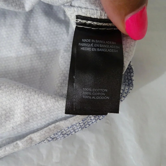 Kenneth Cole Short Sleeve Button Up Shirt Boys Size 10 Blue White Patterned - Picture 3 of 6